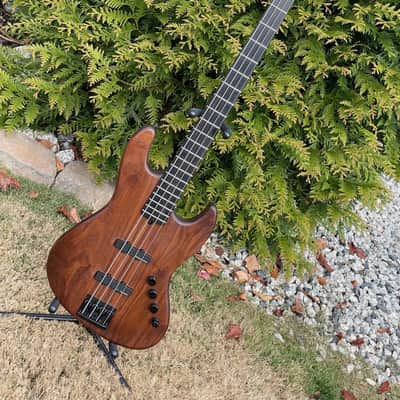 Warmoth Jazz Bass; Luthier-built in 2015; Natural walnut/wenge/ebony; Bartolini Active EQ; NICE! image 1