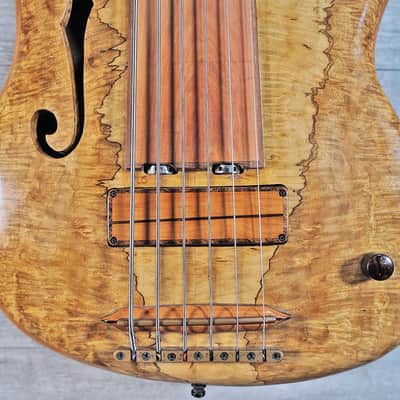 Bebensee Custom 6-String Semi-Hollowbody Fretless Bass 2011 Spalted Myrtle image 7