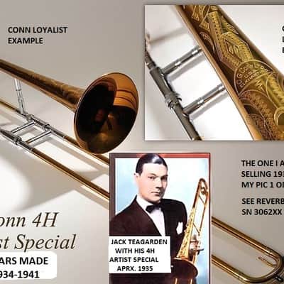 " THE TEAGARDEN SPECIAL " EXCELLENT C. G. CONN TROMBONE 1935 4H  RARE ARTIST SPECIAL ORG. CASE WITH BENGE MOUTHPIECE 12C image 24