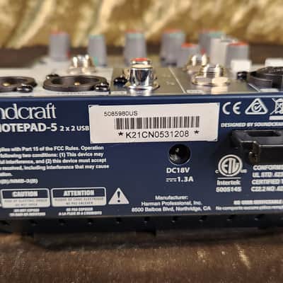 Soundcraft Notepad-5 5-Channel Analog Mixer 2010s - Blue image 3