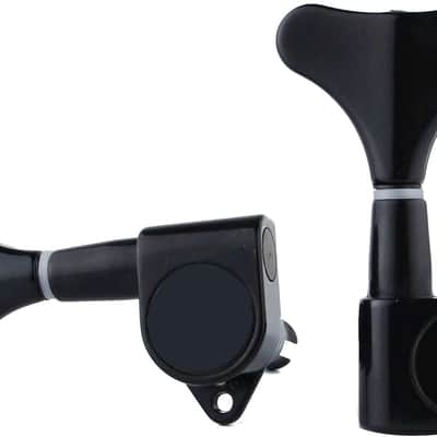 Guitar Bass Tuners (2R + 2L) - 1:17 Ratio Headstock Sealed Tuning Key Pegs Machine Head Replacement for Electric Bass or Precision Instruments - Black image 3