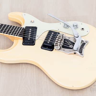 1990s Mosrite Ventures Model 3/4 Size Custom, White w/ Vibramute, Japan Kurokumo image 10
