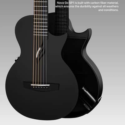 NOVA GO SP1 Carbon Fiber Travel Guitar - 35" Acoustic Electric - Black image 3