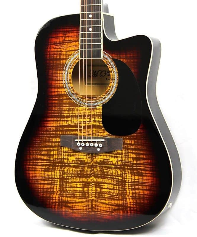 Moz Full Size Thin Body Sunburst Acoustic Electric Guitar with 8 Accessories image 1