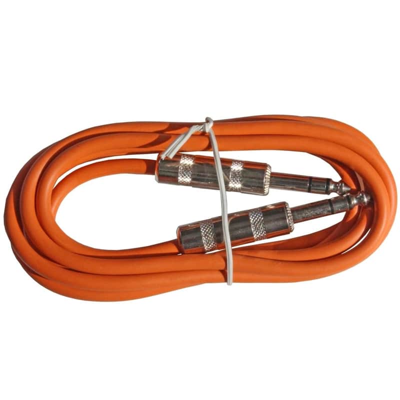 Orange 3 ft foot shielded audio cable 1/4 balanced stereo TRS guitar patch cord image 1