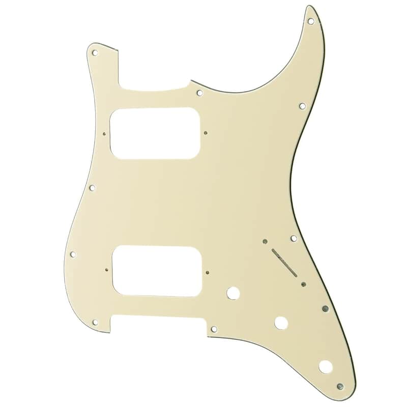11 Holes Round Corner HH Strat Pickguard 2 Humbuckers for American/Mexican Fender Standard Stratocaster Electric Guitar, 3Ply Cream image 1