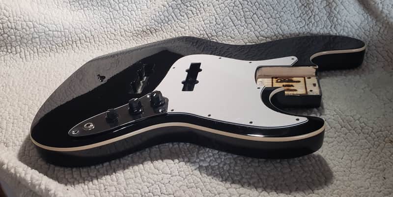 ( The last ) Mirror black ,Roasted Alder body. Made to fit a Jazz Bass neck. Only 5.1 lbs image 1