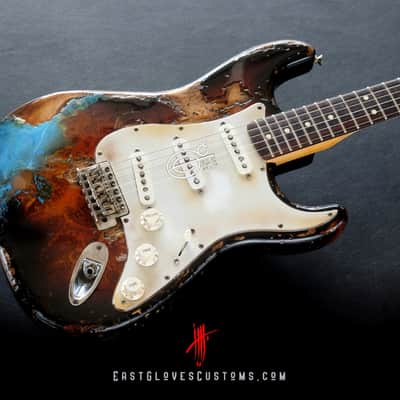 Fender Stratocaster Sunburst Paisley/Pelham Blue Heavy Relic by East Gloves Customs image 6