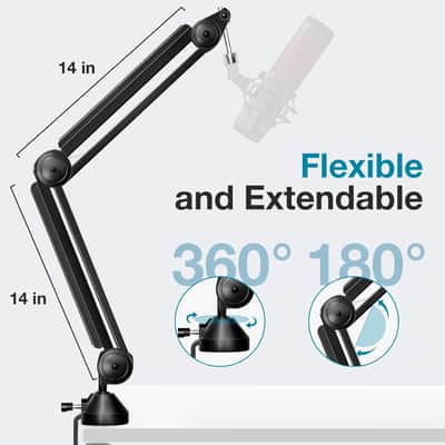 Microphone Boom Arm, Mic Stand Desk With Cable Management Microphone Arm Stand For Quadcast Solocast Snowball Fifine Sm7B image 5