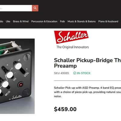 Schaller ASD 4 Band Preamp with 747 Piezo Bridge Saddle Pickup image 4