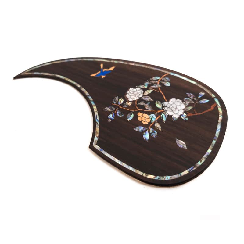 Rosewood Folk Acoustic Guitar Pickguard with Abalone Flower Top Inlay image 1