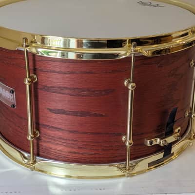 Savior Custom Drums 14x8" Oak/Maple snare drum - Burnt Orange/Red image 6