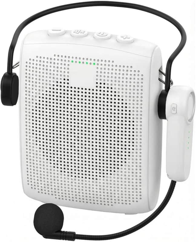 Wireless Voice Amplifier -15W Bluetooth Headset Mic, Portable PA System for Teachers, Teacher Microphone for Classroom, 12-15H Battery, Small Presentation Speaker Sound Amplifier White image 1