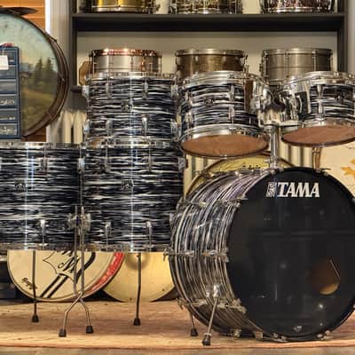 1980's Tama Superstar Black Oyster 8x12 9x13 10x14 16x16 16x18 14x24 Drum Kit Re-Wrap image 2