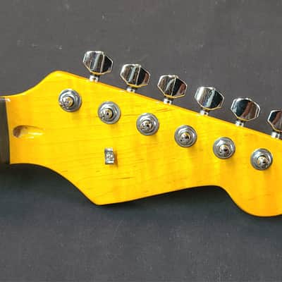 Unbranded S Style Neck Tuners Flame Maple Rosewood Abalone Vintage Amber Gloss Poly image 1