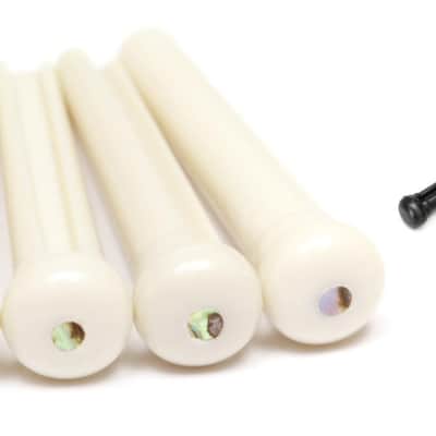 Graph Tech PP-1182-00 TUSQ Traditional Style Bridge Pin Set - White with 2mm Paua Shell Dot Inlay (set of 6) Bundle with Graph Tech PP-2100-01 image 1