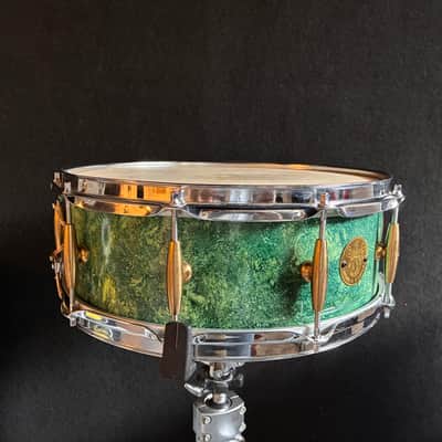GAM (Gli Antichi Mestieri)  14x5 Wood Snare Drum Early-mid 2000’s - Green Marbled Lacquer image 8