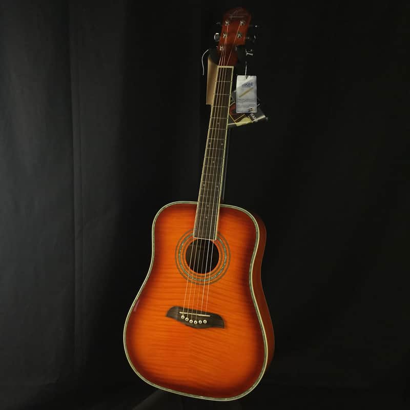 Oscar Schmidt OG1-FYS 3/4 Size Student Dreadnought Flame Yellow Sunburst image 1