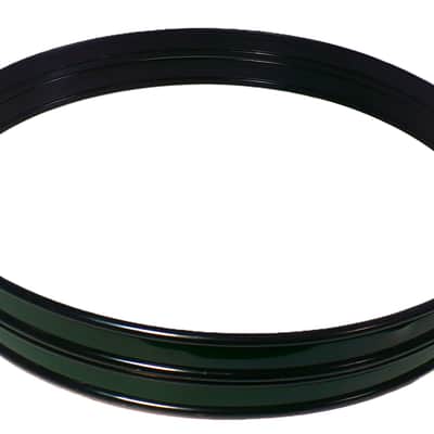 22" Metal Bass Drum Hoops / Pair / Black with Green Wrap Inlay image 5