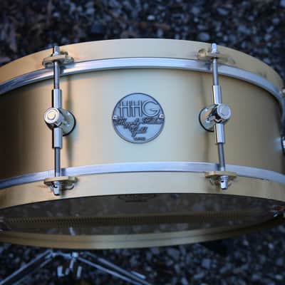 HHG drums 14x5.25 Handmade Brass With Solid Brass Bespoke Hoops 2022 Satin Lacquer image 1