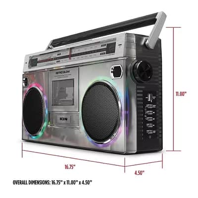 Retro Glow Boombox & Cassette Player with Bluetooth | Color-Changing LED Party Stereo image 3