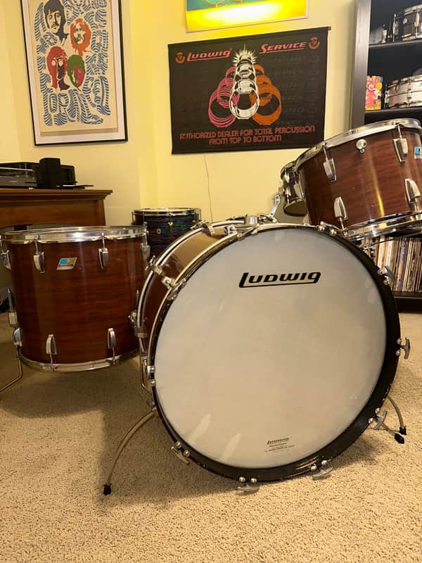 Ludwig 14/18/24 Drum Kit Vintage Mid - 1970’s - Mahogany Cortex image 1