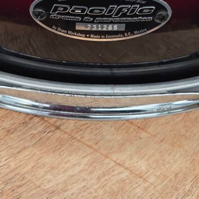 DW Pacific LX All Maple 14 X 5.5 Snare Drum, Transparent Red to Black Fade image 2