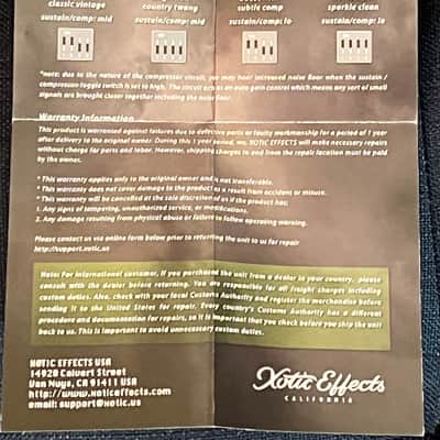 Xotic SP Compressor manual image 2