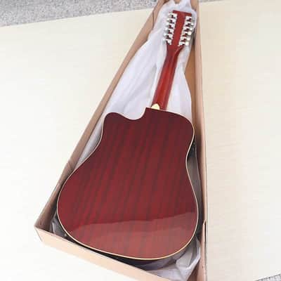 41 Inch White 12 String Acoustic Electric Guitar, Sapele Spruce Body, Mahogany Neck, 20 Frets image 11