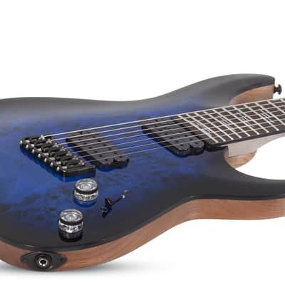 Schecter Omen Elite-7 Multiscale See-Thru Blue Burst image 3