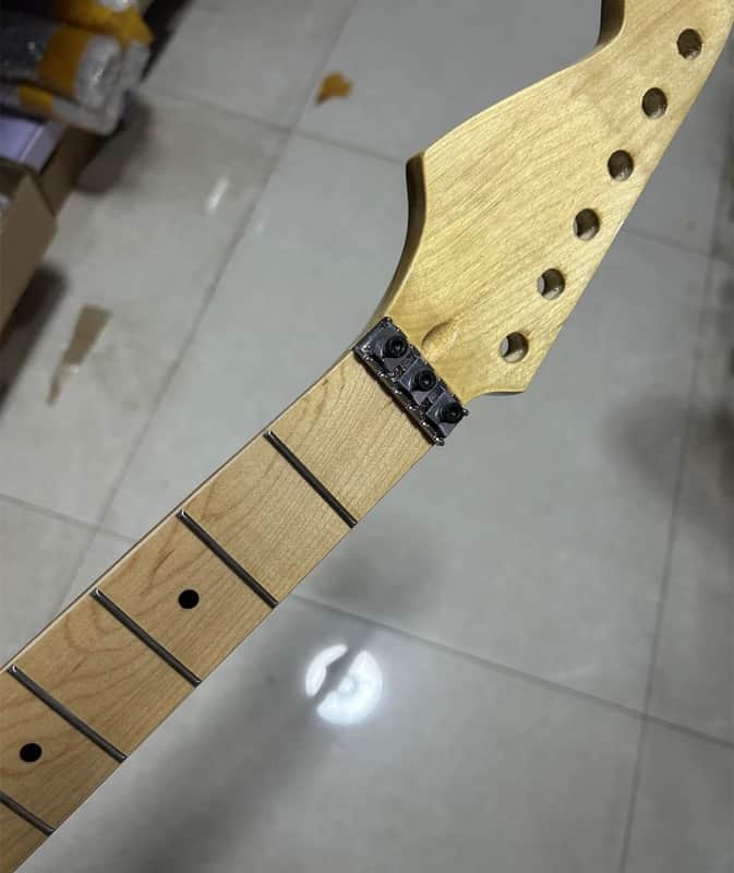 Reverse head Gloss 22 frets maple Electric guitar Neck Locking nut 25.5inch part image 1