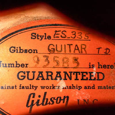 1962 Gibson ES-335 TDC Vintage Semi-Hollow Guitar Cherry w/ Bigsby, Pat # Pickups, Lifton Case image 6