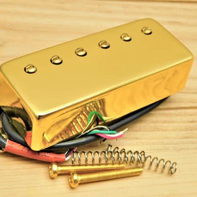 G.M. Mini Deluxe, Mini Humbucker Bridge Alnico Magnet Pickup Gold (50mm) image 4