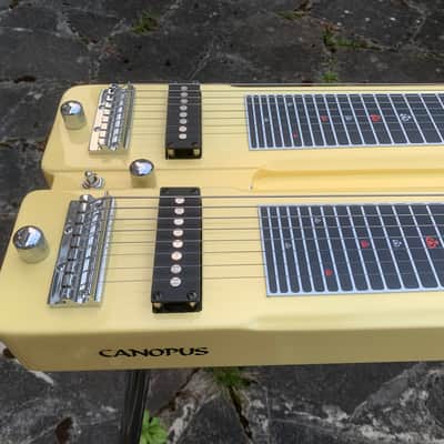Canopus dual 8 double neck Console Lap steel guitar w case Cream white YSD8 image 6