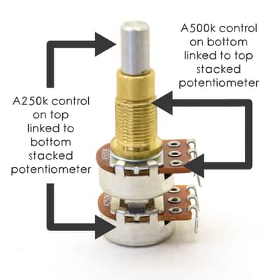 Alpha Potentiometer A500K/A250K Concentric Stacked Dime Size Pot - Single image 3