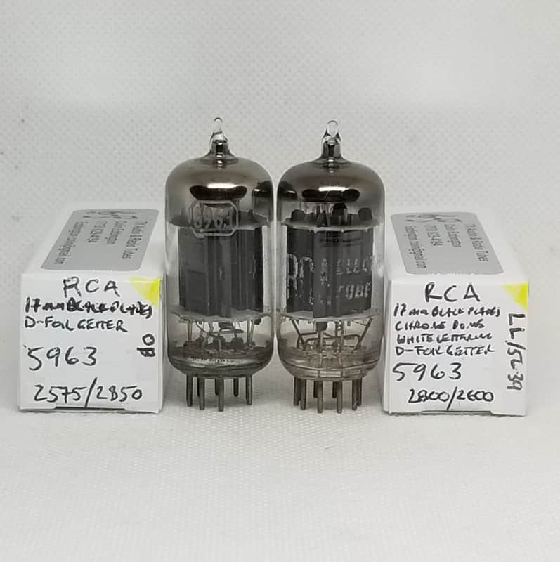 RCA 5963 D-Foil Getter Black Plate Well Matched Pair (9.8%) NOS 12AU7 12AU7A 5963 image 1