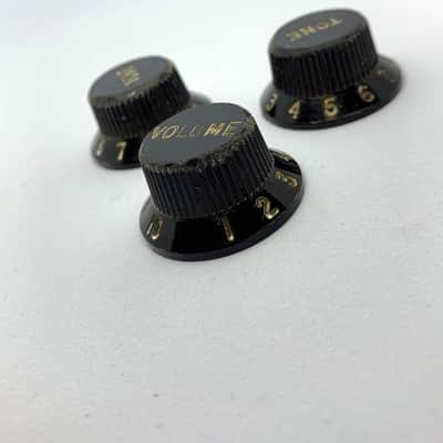 Set of 3 Hand Aged Fender knobs BLACK, relic, aged, Stratocaster, 59 Parts image 5