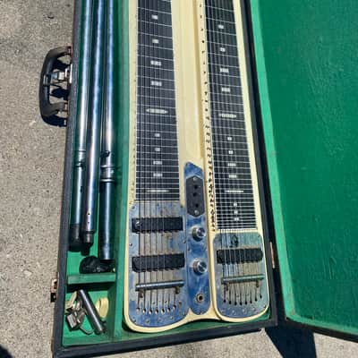 Guyatone Dual 8 string steel guitar with case Late 70ish - Cream white image 18