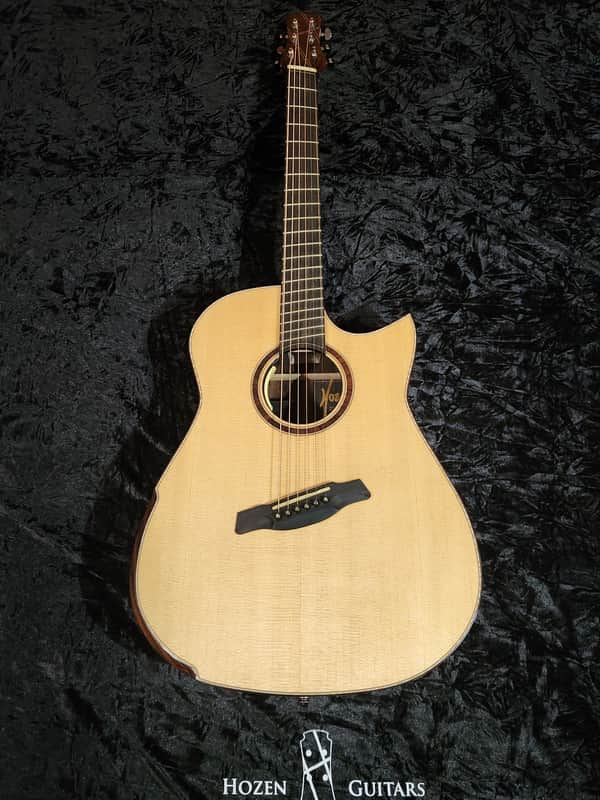 Hozen Guitars Black Label Fan-Fret Modified Dreadnought Spruce, Indian Rosewood w/Anthem image 1