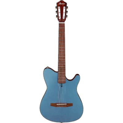 Ibanez FRH10NIBF Thinline Nylon Acoustic-Electric Guitar Indigo Blue Metallic Flat imagen 3