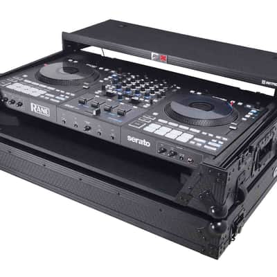 ProX XS-RANEFOUR WLTBL LED ATA Flight Style Road Case for RANE Four DJ Controller with 1U Rack Space and Wheels - Black Finish image 2