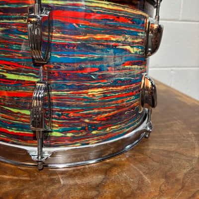Ludwig No. 983-1 Hollywood Outfit 8x12 / 9x13 / 16x16 / 14x22" Drum Set with Keystone Badges 1968 - Psychedelic Red image 9