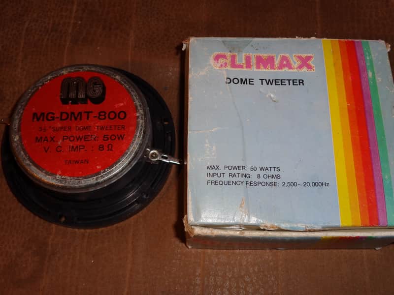 nos Climax MG Dome Tweeter MG-DMT-800 50 watt 8 ohm 8oz magnet 3 1/2" width image 1