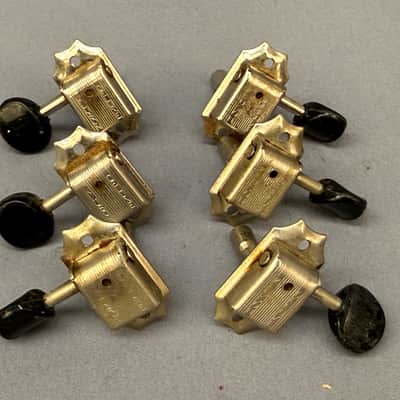 Kluson Double Line Lap Steel Tuner set 1960's Nickel w/ Black Buttons image 1