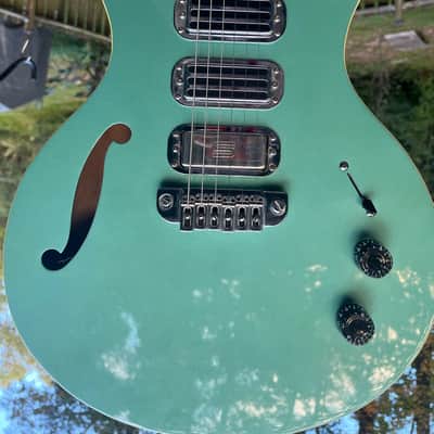 Brownsville Choirboy 3 Pickup Semi Hollow Guitar with Gig Bag - Sage Green Metallic image 5