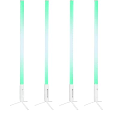 Rockville 4x ROCK SABER White Wireless DMX DJ Battery Tube Lights+Stands+Bag image 15