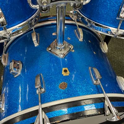 Ludwig 5pc Hollywood Outfit With Supra-phonic Snare - 8x12 / 9x13 / 16x16 / 14x22" Drum Set Keystone Badges 1966 - 1968 - Blue Sparkle / Vintage Hardware (SPEED KING, SPUR-LOK & More) image 5