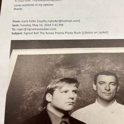 Rush Roll The Bones Tour Played Drum Sticks  With Signed Photo Lee Lifeson Peart image 11