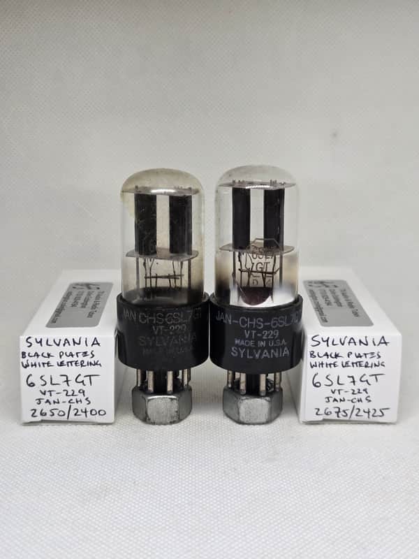 Sylvania JAN 6SL7GT / VT-229 Black Plates Matched Pair NOS 6SL7 VT229 2 Holes image 1