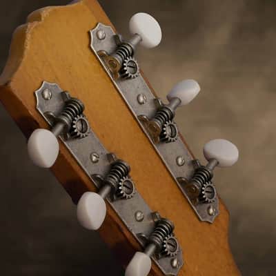Golden Age Restoration Tuners for Solid Peghead Guitar with Scallop-end, Relic nickel image 4